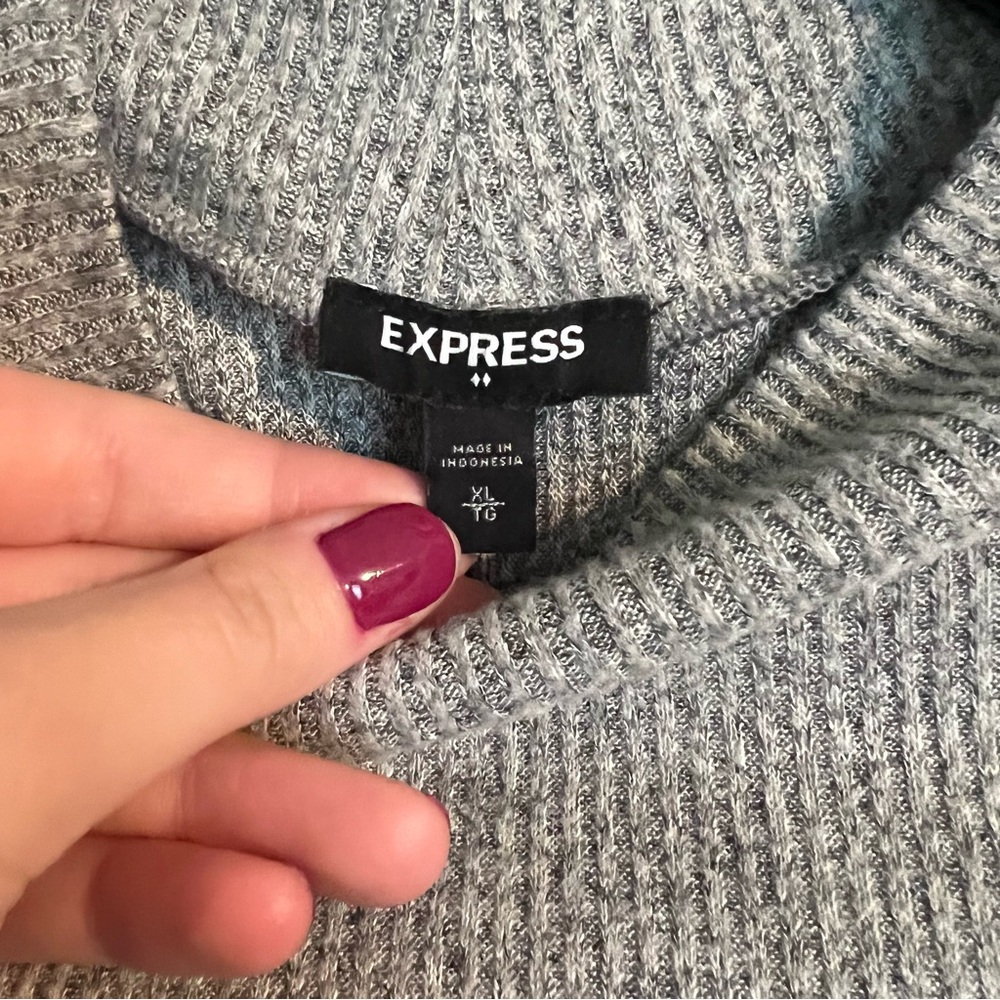 EXPRESS GREY MOCK NECK LONG SLEEVE SHIFT DRESS - Picture 3 of 4